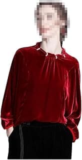 Damen Seide Velours Luxus Langarm Dunkel En8 Base Shirt Herbst und Winter