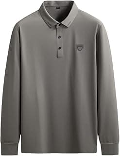 Herbst Business Lose Poloshirt, Herren Langarm Luxus Poloshirts, khaki, XXL