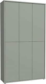 Forte Alice Springs Schuhschrank 100 110, moderner Flurschrank mit 6 Türen und 15 Einlegeböden, Holzwerkstoff, Salbei, 109,2 cm breit x 191,9 cm hoch x 34,9 cm tief