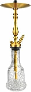 Tradi Shisha aus Edelstahl, 55 cm, Gold, mit Glasbowl, 18.8 Schliff Kopfadapter, Traditionelles Komplettset