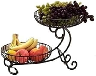 Obstschale mit Ständer 2-stöckiger Obstkorb, Schüssel, leichter Luxus, mehrschichtiger , Obsttellerregal(Schwarz)