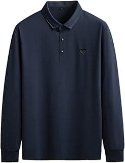 Herbst Business Lose Poloshirt, Herren Langarm Luxus Poloshirts, marineblau, XXL
