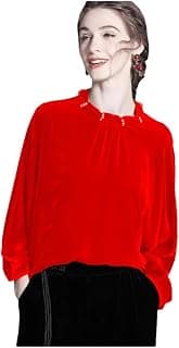 Damen Seide Velours Luxus Langarm Dunkel En8 Base Shirt Herbst und Winter