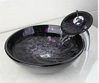 Gowe Moderne Luxus gehärtetem Glas Waschbecken Hand Malerei Finish künstlerischen Schüssel mit Wasserfallwasserhahn