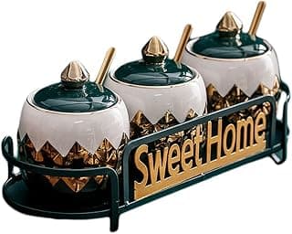Porzellan Gewürzglasset, Gewürz-Aufbewahrungsbehälter, Luxus-Gewürzglas 5/4-teiliges Set Haushalts-Gewürzbox(4pcs)