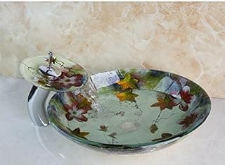GOWE Blume Malerei Becken Schüssel Arbeitsplatte Waschbecken Waschbecken Luxus Stil Ausgeglichenes Glas Becken Schüssel