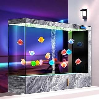 Aquarium-Set Mit 76 Gallonen-LED-Beleuchtung, Versteckte Sauerstoffzufuhr, Großes Luxus-Aquarium Aus Glas, Touchscreen, Großes Glas-Fischglas, One-Touch-Entwässerung Mit Stauraum,F