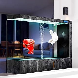 Aquarium-Set Mit 76 Gallonen-LED-Beleuchtung, Versteckte Sauerstoffzufuhr, Großes Luxus-Aquarium Aus Glas, Touchscreen, Großes Glas-Fischglas, One-Touch-Entwässerung Mit Stauraum,D