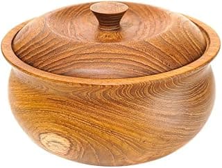 Rainforest Bowls Jumbo-Schüssel aus Javanesischem Teakholz, 20,3 cm, mit Deckel, perfekt für den täglichen Gebrauch, heiß und kalt, ultra-langlebig, exklusives Luxus-Holzschüssel-Design, handgefertigt