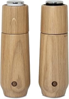 Crushgrind Champagne Gewürzmühle Set aus Eiche mit Keramikmahlwerk | 2x Salz und Pfeffermühle mit verstellbaren Mahlgrad | Set Kräutermühle aus hochwertigen, nachhaltigen Materialien | Eiche 170 mm