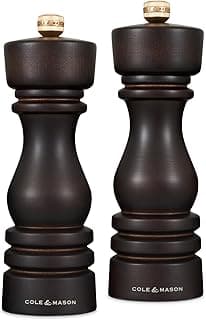 Cole & Mason H233080 London Salz und Pfeffermühle, 2er Set Manuell mit Einstellbar, Schokolade Holz, 18cm, Precision+ mit Keramikmahlwerk und Carbonmahlwerk, Gewürzmühle, Mühlen für Salz, Pfeffer