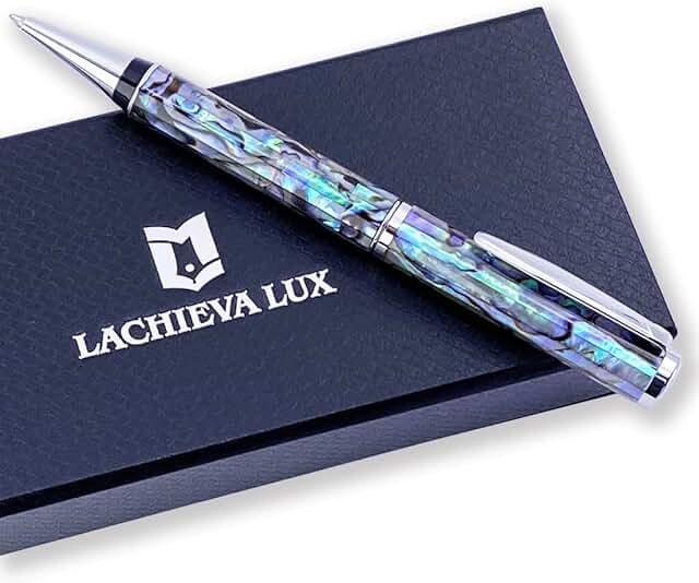 LACHIEVA LUX Kugelschreiber aus Abalone-Perlmutt, handgefertigt – Hochwertige deutsche Mine, ideal für Damen und Herren im Büro