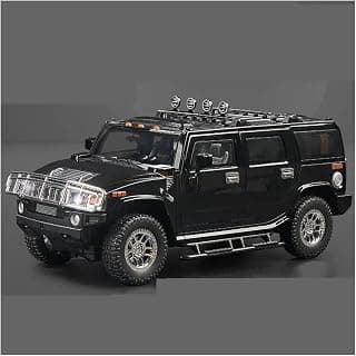 Modellauto Diecast Auto 1:18 Für Hummer H2 Modellauto Aus Metallguss Mit Rückziehmechanismus – Sammlerstück Sammlermodell(Schwarz)