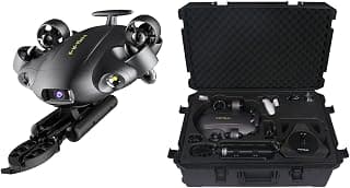 FIFISH V6E Unterwasser-Drohne mit Industriegehäuse, AI Vision Lock Portable ROV, 6 Stunden Unterwasserroboter mit 4K-Kamera, Haltungssperre, 200m Tauchausrüstung (M100A)