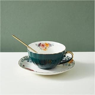 Kaffeetasse, Kaffeetasse, leichtes Luxus-Keramik-Set, europäisches Luxus-Kaffeetassen- und Untertassen-Set, Nachmittagstee für zu Hause, exquisite Tassen (Farbe: Gold) (DV) (DV)