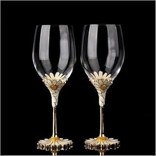 SISWIM Champagnerglas Europäischer Stil Luxus Rotwein Glas Paar Set Haushaltspaar Kristallglas Email Kreative Weinglas Becher Champagnerkelche