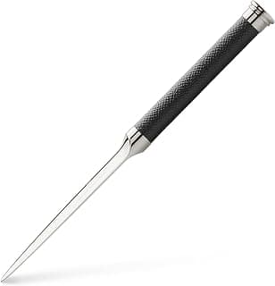 Graf von Faber-Castell 118510 - Brieföffner mit Lederummantelung, schwarz | Mit italienischem Kalbsleder, hochglänzender Metallklinge und edler Verarbeitung