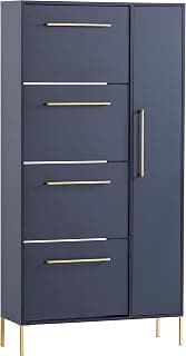 Schildmeyer Kent Schuhschrank 701828, Nachtblau/Gold, 88,4 x 30 x 174,2 cm