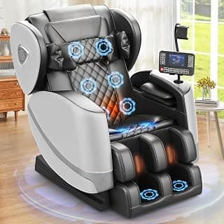 F FURNIMAT Massagesessel Ganzkörper, Zero Gravity Relaxsessel Massagestühle mit Taillen- und Beinheizung, Komfort-Airbags, Fußrollen, 10 Massagerollen, Bluetooth-Lautsprecher, Fernbedienung