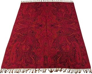 Lorenzo Cana Luxus Decke Jacquard gewebt aus Baumwolle mit feinster Wolle vom Merino Lamm, Paisley Decke Wolle Sofadecke Picknickdecke Plaid 140 cm x 200 cm - 96269