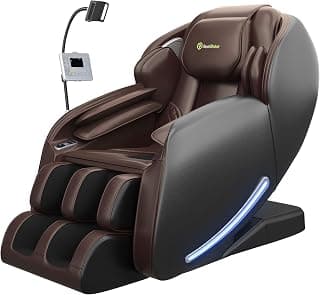 Real Relax 2026 Massagesessel Ganzkörper, Zero Gravity SL-Track Shiatsu-Massage-Liegesessel mit Telefon-Controller und Halterung, Kindersicherung, Pause-Taste und LED-Beleuchtung, Favor-06,Dunkelbraun