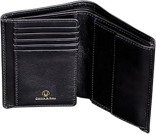 | Luxus Geldbörse mit Münzfach aus exklusivem Leder (Charon) | Geldbeutel - Brieftasche - Portemonnaie - Geldklammer | Echtleder | Mit eleganter Geschenkbox | Herren (Schwarz)