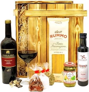 Italienisches Geschenkset „Verona“ | Geschenkkorb gefüllt mit Wein, italienischen Spezialitäten & edler Holzkiste | Präsentkorb für Frauen & Männer zum Geburtstag, Weihnachten