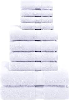 Superior 10-teiliges Handtuch-Set aus ägyptischer Baumwolle, enthält 2 Badetücher, 4 Handtücher, 4 Gesichtstücher/Waschlappen, ultraweiche Luxus-Handtücher, Dicke Plüsch-Essentials, Gästebad, Spa,