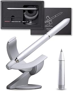 novium Hoverpen Future - Rollerball-Stift mit magnetischer Schwebetechnik | Von der Raumfahrt inspiriertes Design | Schreibtisch-Setup | Luxus-Geschenkidee | Frost Silver