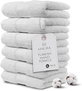 Maura Handtücher-Set, türkisches Gesicht, extragroß, 40,6 x 76,2 cm, dick, weich, plüschig und sehr saugfähig, Luxus-Handtücher in Hotel- und Spa-Qualität, Weiß, 6-teilig
