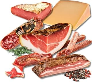 BAVAREGOLA Südtiroler Spezialitäten Schlemmerpaket - 7 Schmankerl in einem Set - Südtiroler Speck, Käse, Salami, Pancetta & Schinken