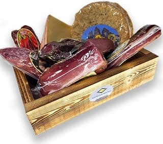 BAVAREGOLA Südtirol Geschenkekiste XXL mit 8 Südtiroler Spezialitäten - Präsentkorb gefüllt mit Speck, Käse, Salami, Pancetta & Schinken - Schmankerl Geschenk für Männer & Frauen