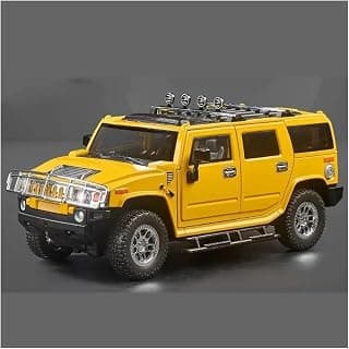 Modellauto Diecast Auto 1:18 Für Hummer H2 Modellauto Aus Metallguss Mit Rückziehmechanismus – Sammlerstück Sammlermodell(Gelb)