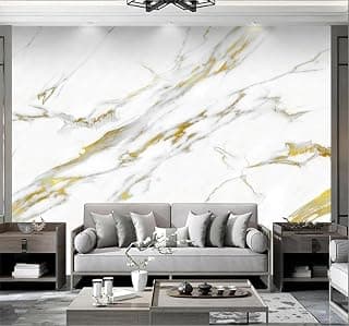 XLMING Luxus Minimalismus Gold Muster Marmoroptik 3D Tapete Premium Strukturierte Seide Speisesaal Arbeitszimmer Wohnzimmer Schlafzimmer Sofa TV Wand-430cm×300cm