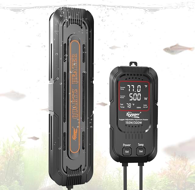 hygger Aquarium Heizstab Einstellbar 600W/1200W Zweistufig Einstellbare Leistung,Aquarium Heizung Heizer Submersible mit Intelligenter für 500-900 Liter Süß- oder Meerwasseraquarien