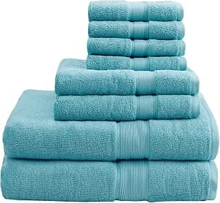 Madison Park Signature Luxus-Badetücher, 800 g/m², 100% Baumwolle, übergroßes Badetuch-Set, 8-teilig, bestehend aus 2 Badetüchern, 2 Handtüchern und 4 Waschtüchern, Aqua