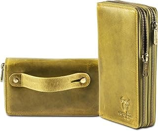 Geldbörse Damen Grün #Madrid mit Edle Geschenk Box, Eleganter Geldbeutel Leder mit RFID Wallet, Luxus Damen Geschenk mit Viele Kartenfächer