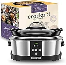 Crockpot Digital-Schongarer Slow Cooker | 5,7 l (5–6 Personen) | programmierbar mit digitalem 20-Stunden-Timer | Ofenfeste Schüssel | Edelstahl [SCCPBPP605]