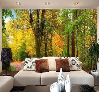 Herbst Wald Naturlandschaft Restaurant Café 3D Tapeten Tapete Luxus Home Esszimmer Fototapete Effekt Wohnzimmer Schlafzimmer Kinderzimmer-430cm×300cm