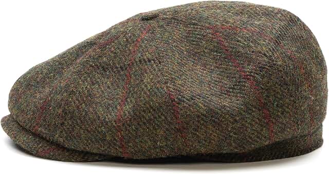 Sterkowski Shelby | 100% Harris Tweed Schiebermütze für Herren und Damen | Warm Elegant 8-Panel Zeitungsjunge Kappe