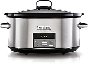 Crockpot Digital-Schongarer Slow Cooker | 7,5 l (10+ Personen) | einstellbare Garzeit | rostfreier Stahl [CSC063X]