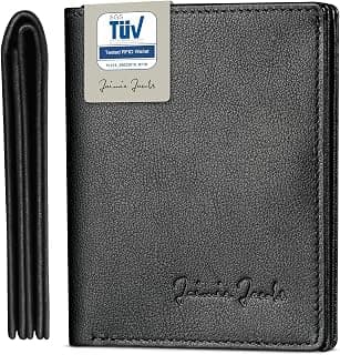 SLIMSTAR mit großem Münzfach dünne Geldbörse Leder Slim Wallet Hochformat Geldbeutel Herren (Schwarz)