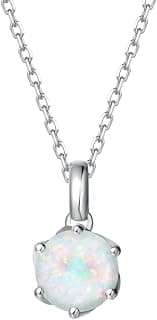 Everbloom Halskette Damen 14K massivem Weißgold Anhänger mit Sterling Silber Kette Herz Geburtstein Edelstein Schmuck Mütter Tag Geschenke für Frauen