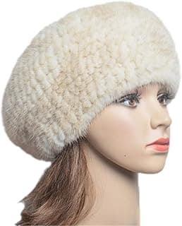 keusyoi Winter Luxus Damen Mütze Pelz Beanies Handgefertigte Strickmütze Warm Baskenmützen Mützen Mode Damen Fellmütze