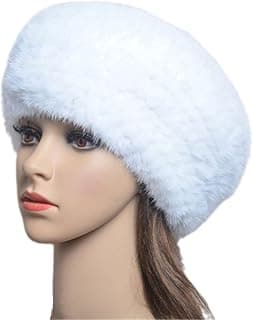 keusyoi Winter Luxus Damen Mütze Pelz Beanies Handgefertigte Strickmütze Warm Baskenmützen Mützen Mode Damen Fellmütze