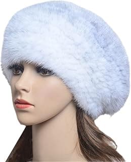keusyoi Winter Luxus Damen Mütze Pelz Beanies Handgefertigte Strickmütze Warm Baskenmützen Mützen Mode Damen Fellmütze