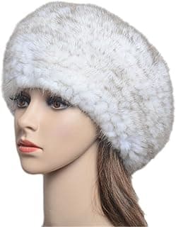 keusyoi Winter Luxus Damen Mütze Pelz Beanies Handgefertigte Strickmütze Warm Baskenmützen Mützen Mode Damen Fellmütze
