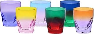 Krosno – Whisky-, Drink- und Cocktailgläser 260 ml – Set mit 6 Gläsern in 6 einzigartigen Farben – Aurora-Kollektion – Bleifreier Kristall – Handbemalt, Mehrfarbig Mix 3