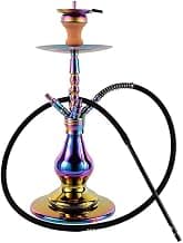 Araber Luxus 23,6" Arabische Shisha Set mit 1 Schlauch Glas Shisha-Kit Mit Shisha Zubehör (Galvanisieren Bunt)
