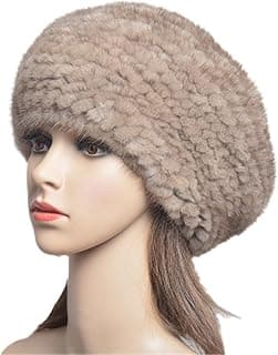 keusyoi Winter Luxus Damen Mütze Pelz Beanies Handgefertigte Strickmütze Warm Baskenmützen Mützen Mode Damen Fellmütze